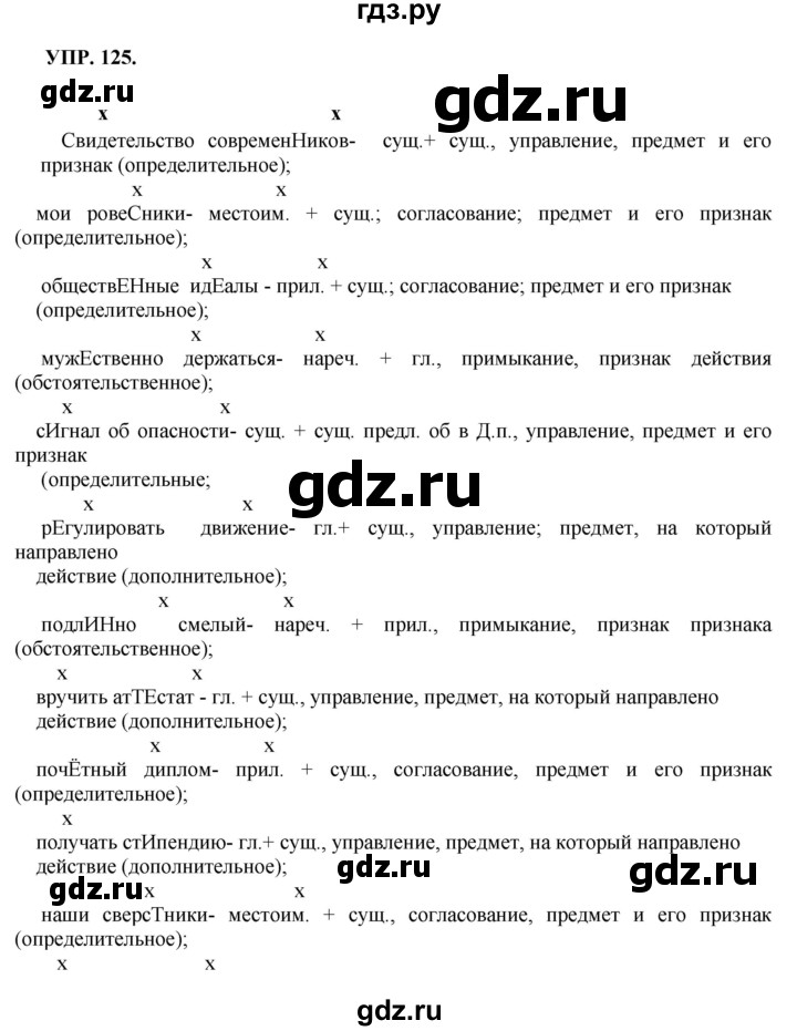 ГДЗ по русскому языку 8 класс  Бархударов   упражнение - 125, Решебник №1 к учебнику 2018