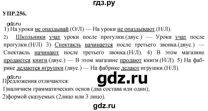 ГДЗ по русскому языку 8 класс  Бархударов   упражнение - 256, Решебник №1 к учебнику 2018