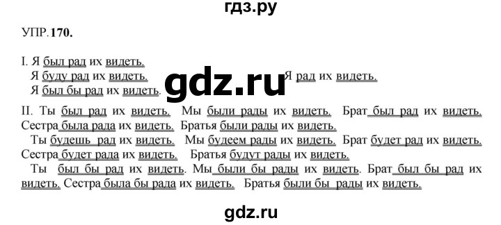 ГДЗ по русскому языку 8 класс  Бархударов   упражнение - 170, Решебник к учебнику 2023