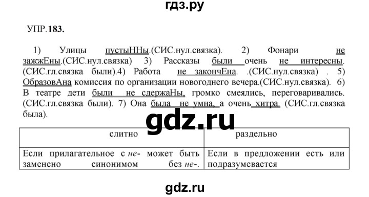 ГДЗ по русскому языку 8 класс  Бархударов   упражнение - 183, Решебник к учебнику 2023