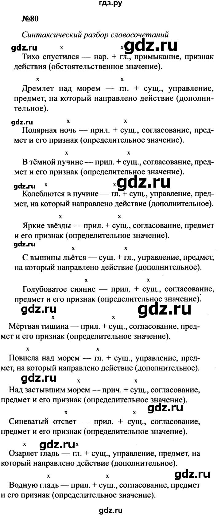 ГДЗ по русскому языку 8 класс Бархударов упражнение - 80, Решебник к учебнику 2016