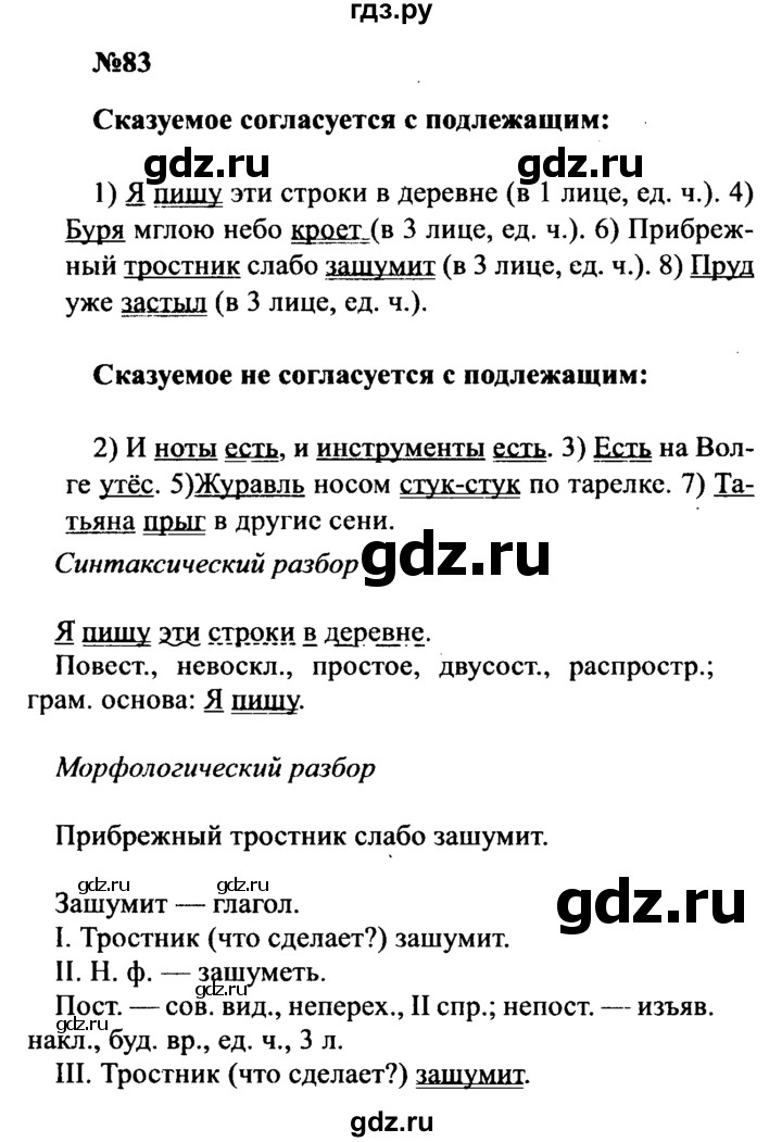 ГДЗ по русскому языку 8 класс Бархударов упражнение - 83, Решебник к учебнику 2016