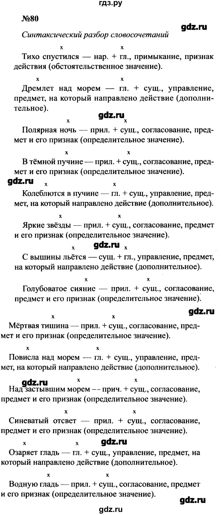 ГДЗ по русскому языку 8 класс  Бархударов   упражнение - 80, Решебник к учебнику 2016