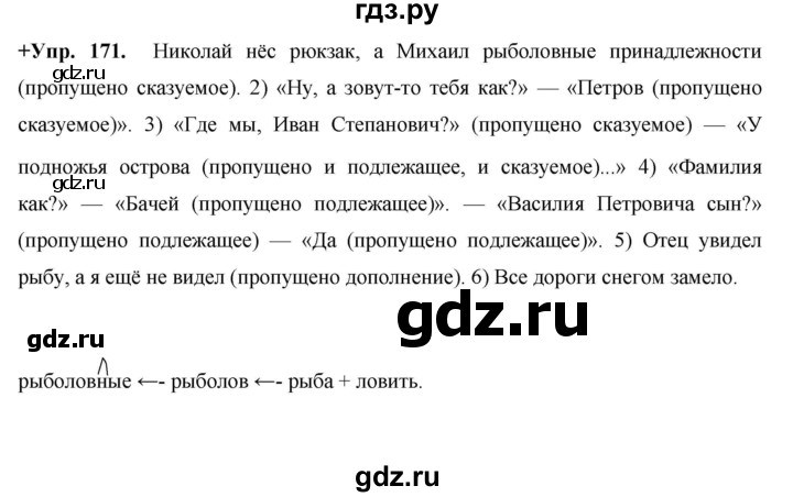 ГДЗ по русскому языку 8 класс Разумовская упражнение - 171, Решебник №1 к учебникам 2015/2019