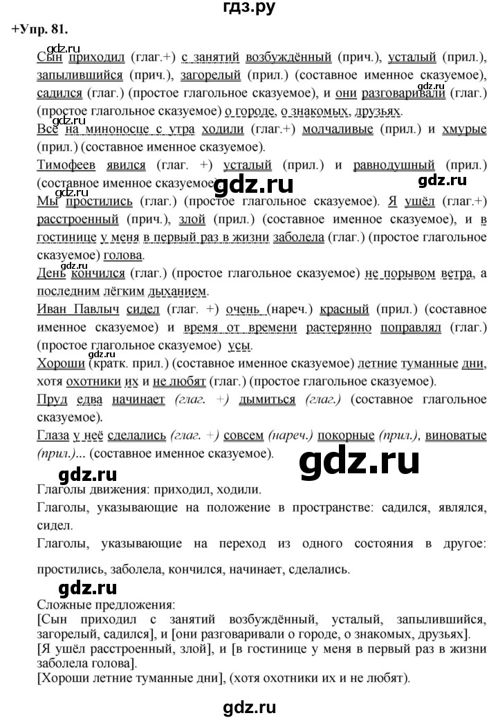 ГДЗ по русскому языку 8 класс Разумовская упражнение - 81, Решебник №1 к учебникам 2015/2019