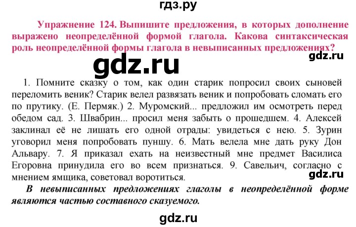 ГДЗ по русскому языку 8 класс Ладыженская упражнение - 124, Решебник №2