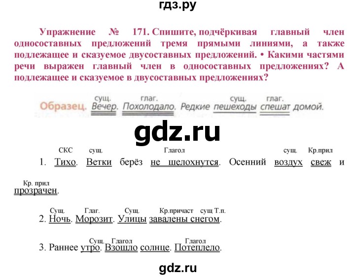 ГДЗ по русскому языку 8 класс Ладыженская упражнение - 171, Решебник №2