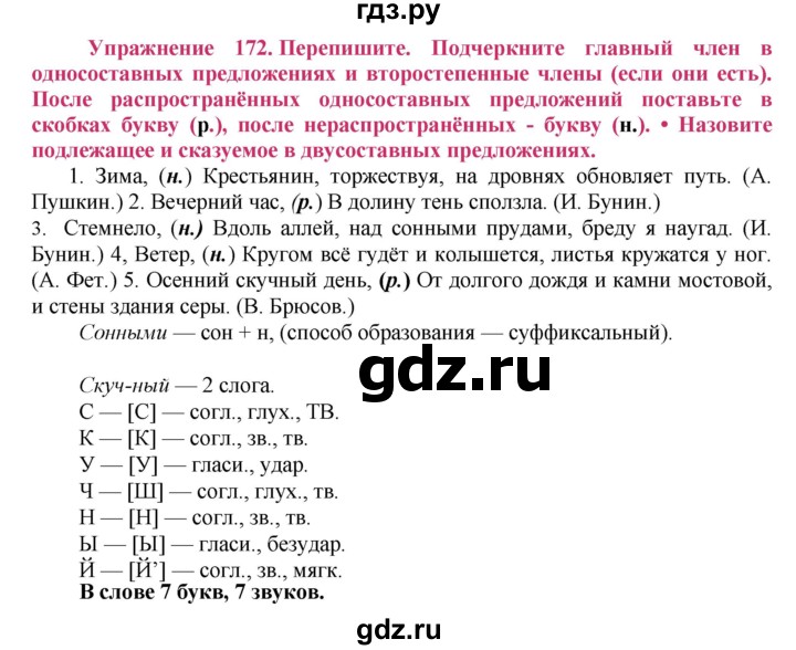 ГДЗ по русскому языку 8 класс Ладыженская упражнение - 172, Решебник №2