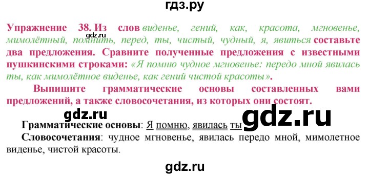 ГДЗ по русскому языку 8 класс Ладыженская упражнение - 38, Решебник №2