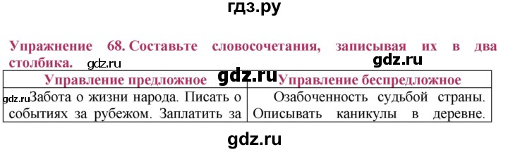 ГДЗ по русскому языку 8 класс Ладыженская упражнение - 68, Решебник №2