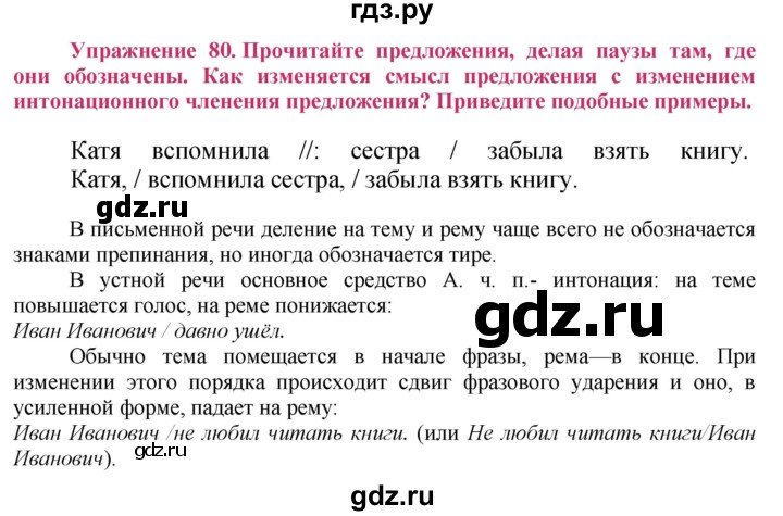 ГДЗ по русскому языку 8 класс Ладыженская упражнение - 80, Решебник №2