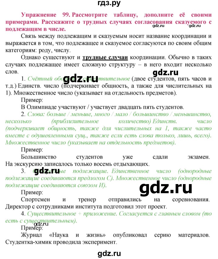 ГДЗ по русскому языку 8 класс Ладыженская упражнение - 99, Решебник №2
