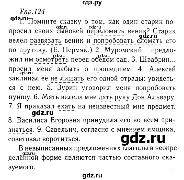 ГДЗ по русскому языку 8 класс Ладыженская упражнение - 124, Решебник №3