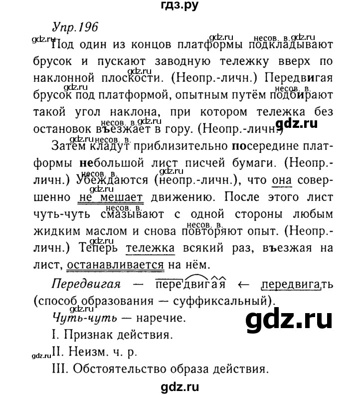 ГДЗ по русскому языку 8 класс Ладыженская упражнение - 196, Решебник №3