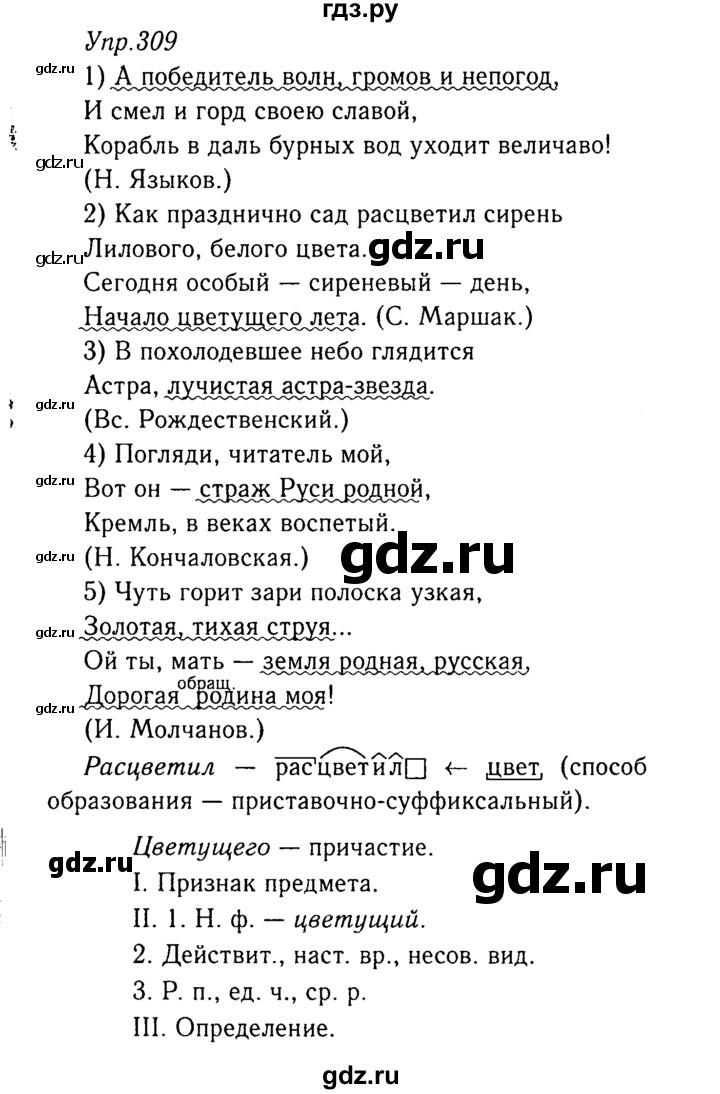 ГДЗ по русскому языку 8 класс Ладыженская упражнение - 309, Решебник №3