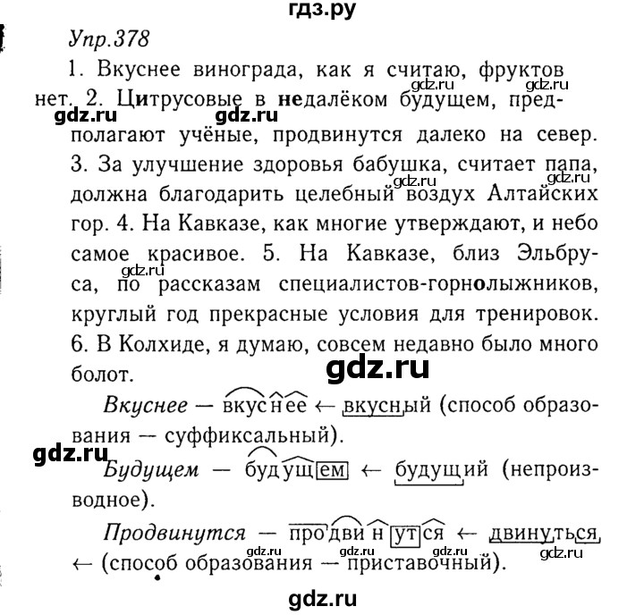 ГДЗ по русскому языку 8 класс Ладыженская упражнение - 378, Решебник №3