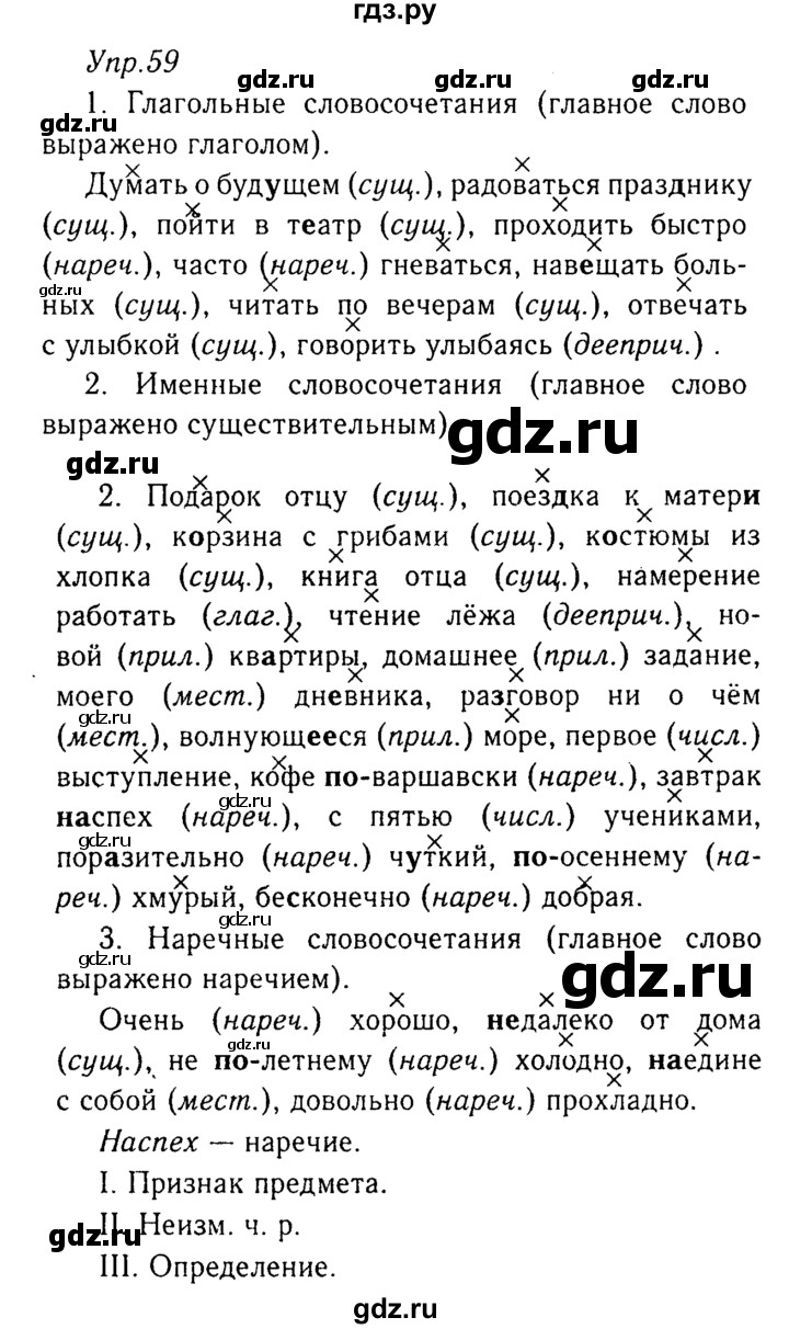 ГДЗ по русскому языку 8 класс Ладыженская упражнение - 59, Решебник №3