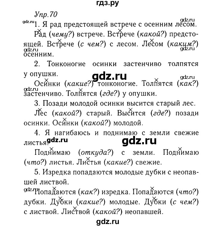 ГДЗ по русскому языку 8 класс Ладыженская упражнение - 70, Решебник №3