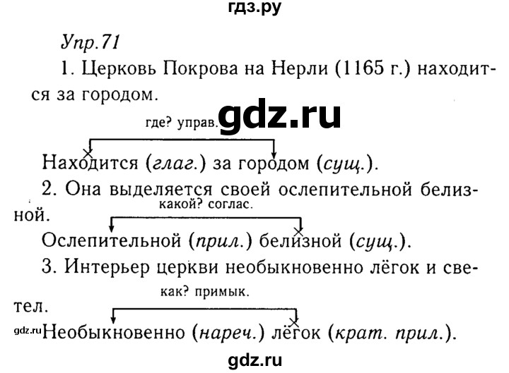 ГДЗ по русскому языку 8 класс Ладыженская упражнение - 71, Решебник №3