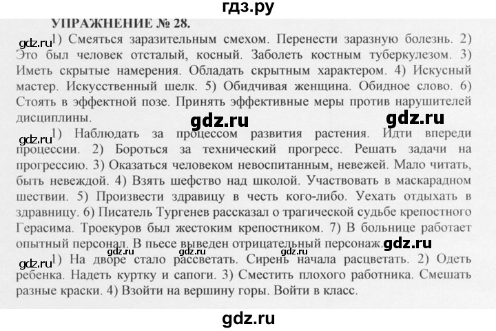 ГДЗ по русскому языку 10‐11 класс  Греков   упражнение - 28, решебник