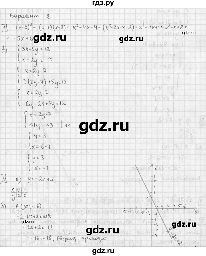 ГДЗ по алгебре 7 класс  Звавич дидактические материалы  итоговая контрольная работа / ИК-1 - В2, решебник №2