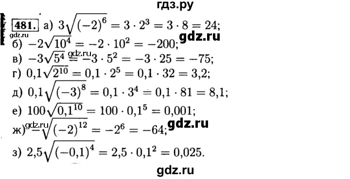 ГДЗ по алгебре 8 класс  Макарычев   задание - 481, Решебник к учебнику 2015