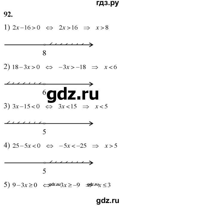 ГДЗ по алгебре 8 класс  Алимов   номер - 92, Решебник №1