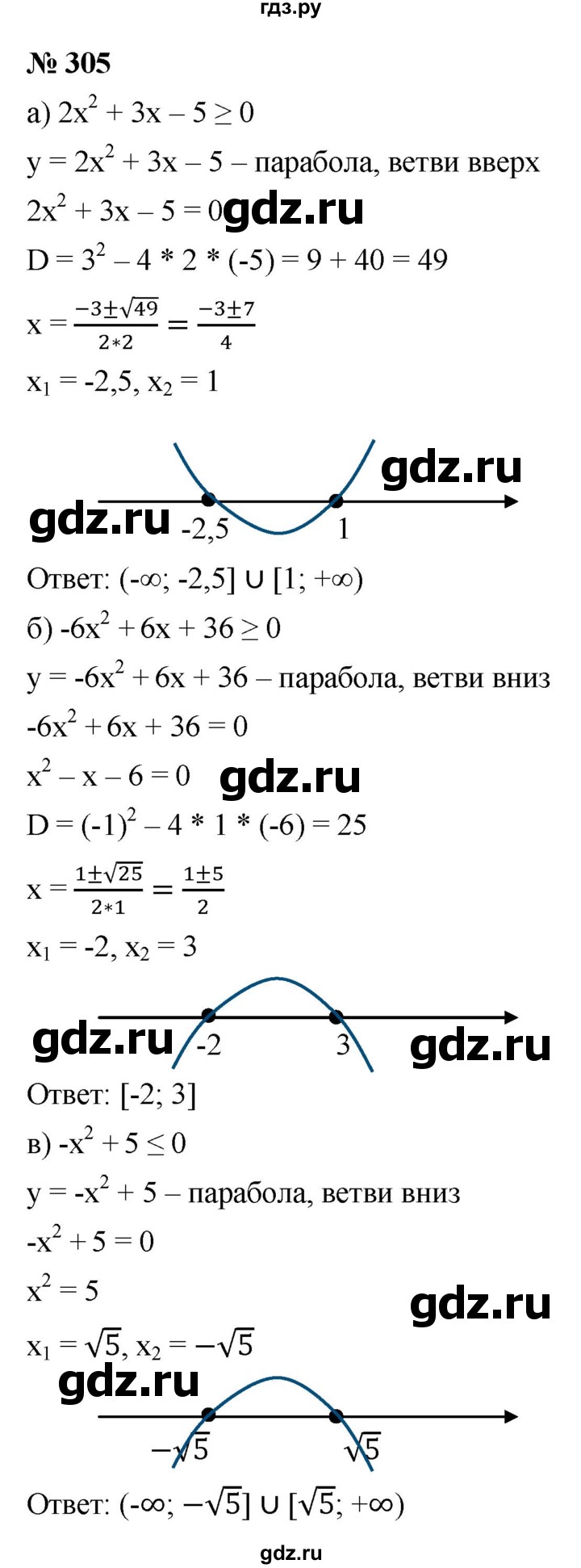 ГДЗ по алгебре 9 класс  Макарычев  Базовый уровень задание - 305, Решебник к учебнику 2021