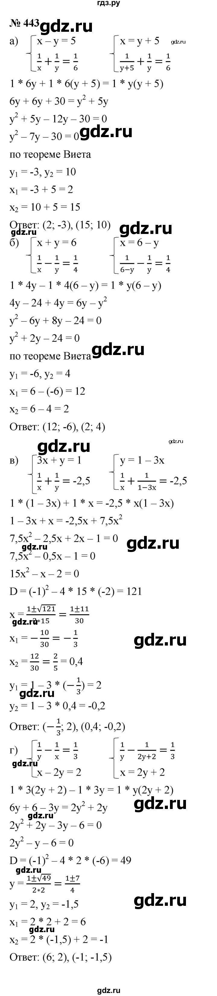 ГДЗ по алгебре 9 класс  Макарычев  Базовый уровень задание - 443, Решебник к учебнику 2021