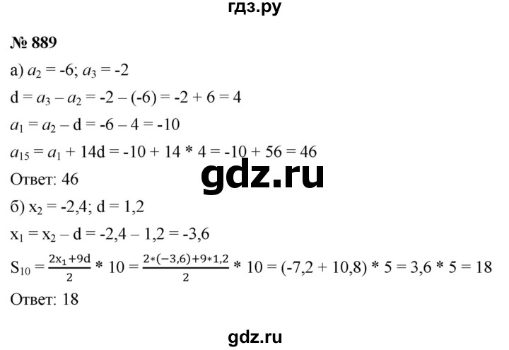 ГДЗ по алгебре 9 класс  Макарычев  Базовый уровень задание - 889, Решебник к учебнику 2021