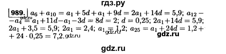 ГДЗ по алгебре 9 класс  Макарычев  Базовый уровень задание - 989, Решебник к учебнику 2015