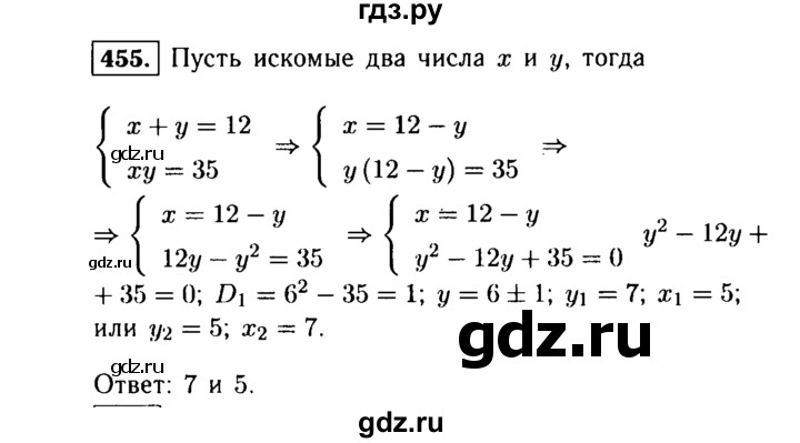 ГДЗ по алгебре 9 класс  Макарычев  Базовый уровень задание - 455, Решебник к учебнику 2015