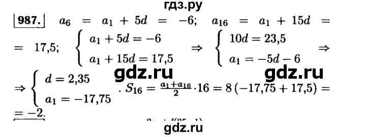 ГДЗ по алгебре 9 класс  Макарычев  Базовый уровень задание - 987, Решебник к учебнику 2015