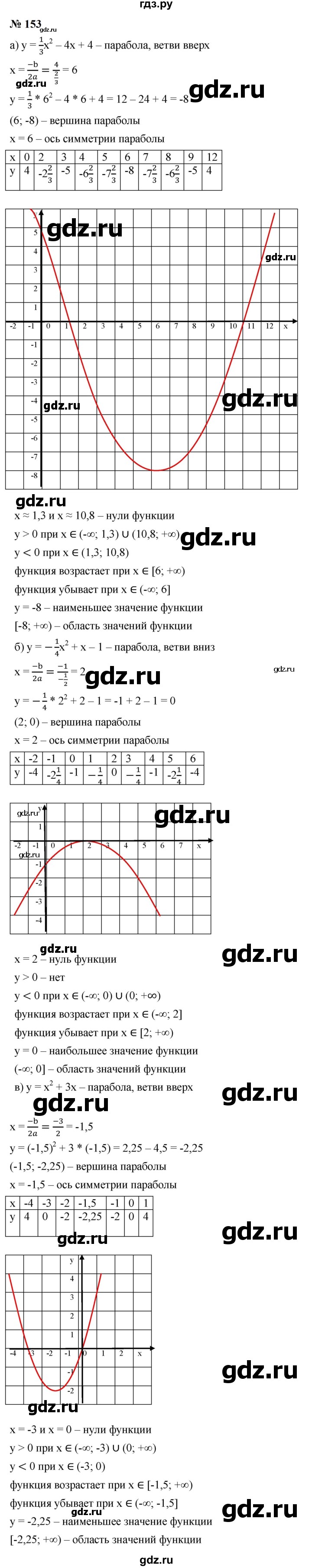 ГДЗ по алгебре 9 класс  Макарычев  Базовый уровень задание - 153, Решебник к учебнику 2023