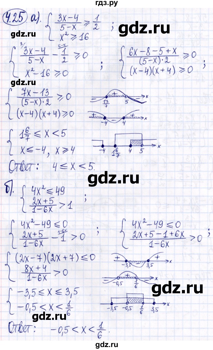 ГДЗ по алгебре 9 класс Мордкович Учебник, Задачник Базовый уровень задачник 2021 / §4 - 4.25, Решебник к задачнику 2021