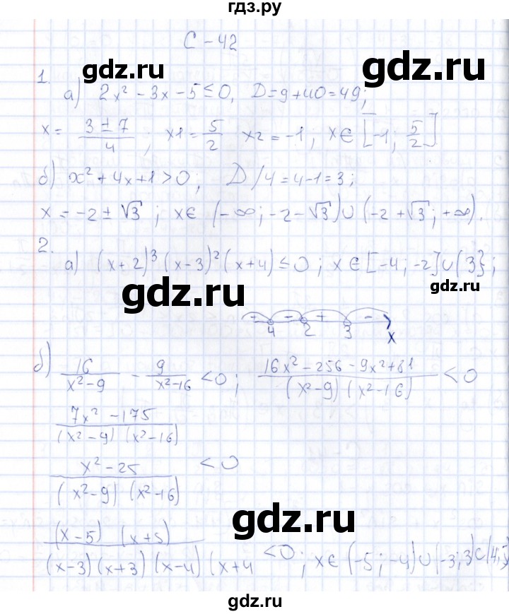 ГДЗ по алгебре 10 класс Ивлев  Дидактические материалы  самостоятельная работа / вариант 1 - 42, Решебник