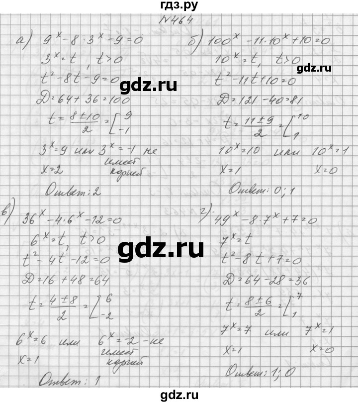 ГДЗ по алгебре 10‐11 класс  Колмогоров   номер - 464, Решебник №1
