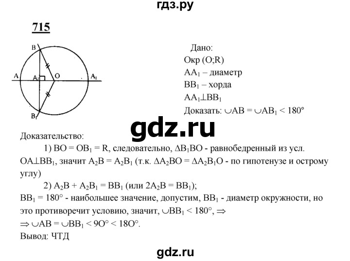 ГДЗ по геометрии 7‐9 класс  Атанасян   глава 8. задача - 715, Решебник №1 к учебнику 2016