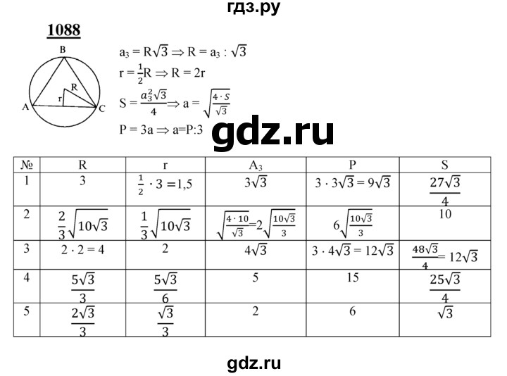 ГДЗ по геометрии 7‐9 класс  Атанасян   глава 12. задача - 1088, Решебник №1 к учебнику 2016