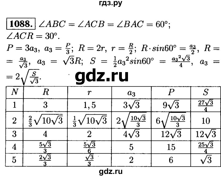 ГДЗ по геометрии 7‐9 класс  Атанасян   глава 12. задача - 1088, Решебник №2 к учебнику 2016