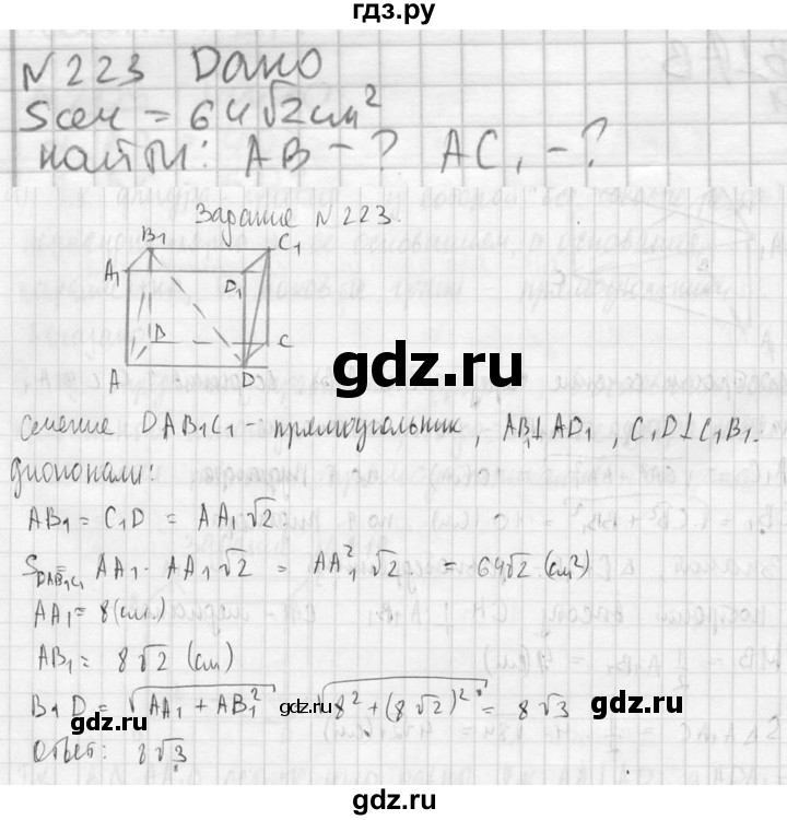 ГДЗ по геометрии 10‐11 класс Атанасян  Базовый и углубленный уровень 10 класс - 223, Решебник к учебнику 2023