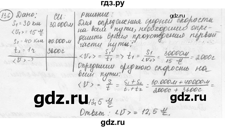 ГДЗ по физике 7‐9 класс Лукашик сборник задач  номер - 136, решебник
