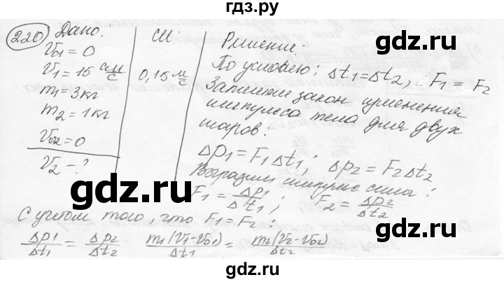 ГДЗ по физике 7‐9 класс Лукашик сборник задач  номер - 220, решебник