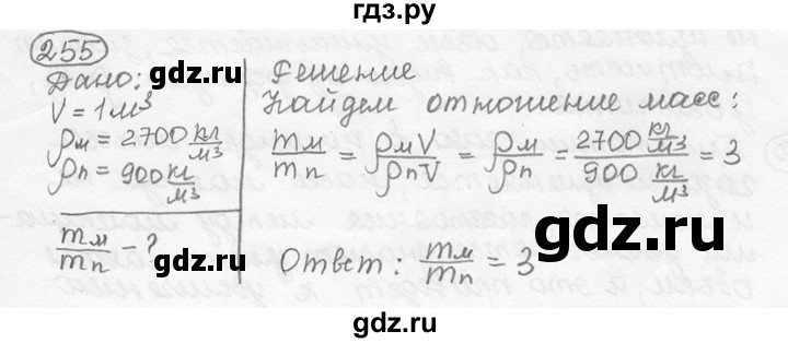 ГДЗ по физике 7‐9 класс Лукашик сборник задач  номер - 255, решебник