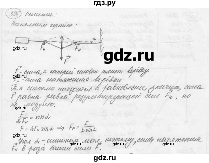 ГДЗ по физике 7‐9 класс Лукашик сборник задач  номер - 396, решебник