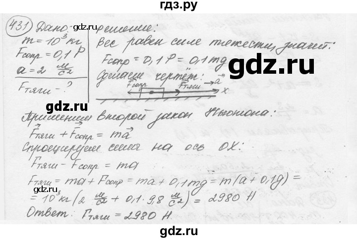 ГДЗ по физике 7‐9 класс Лукашик сборник задач  номер - 431, решебник