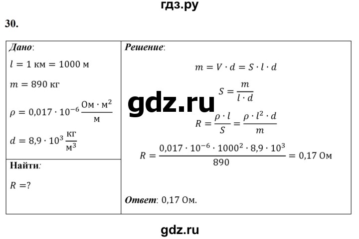 ГДЗ по физике 8 класс  Перышкин  Базовый уровень задача - 30, Решебник к учебнику 2023 (Просвещение)