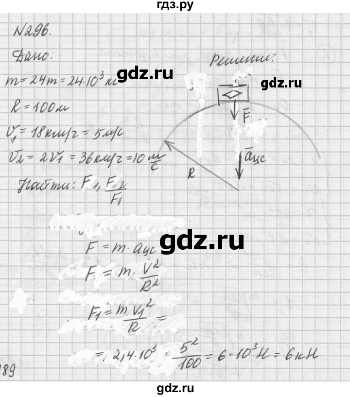 ГДЗ по физике 10‐11 класс  Рымкевич задачник  номер - 296, решебник