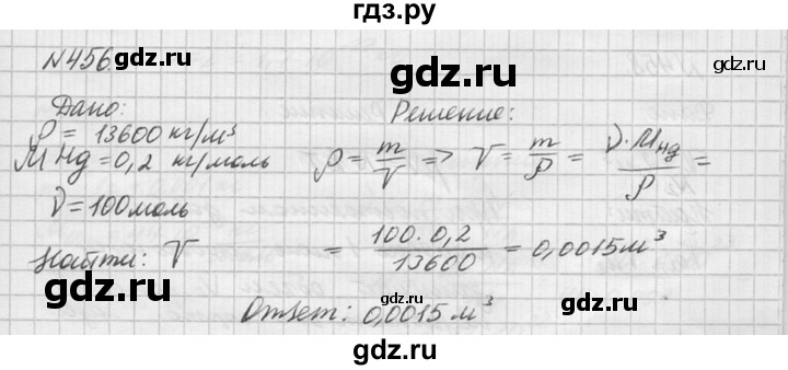 ГДЗ по физике 10‐11 класс  Рымкевич задачник  номер - 456, решебник