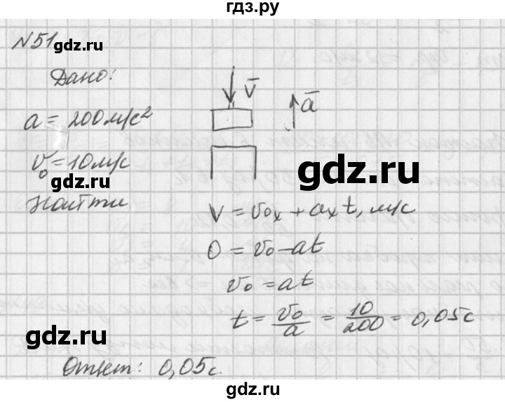 ГДЗ по физике 10‐11 класс  Рымкевич задачник  номер - 51, решебник